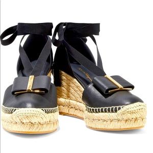 Ferragamo Geranio Bow- Wedge Espadrilles